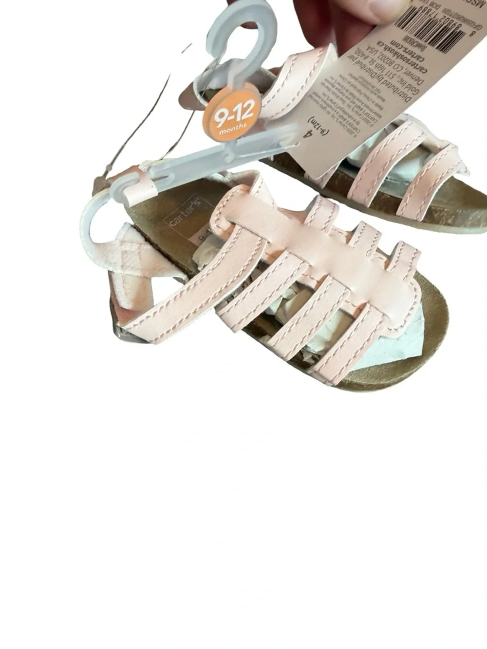 Carter's Pink Baby Girl Sandals Strappy Buckle Closure Size 4 9-12 Months NWT